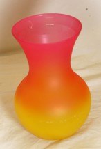 Flared Glass Vase Pink &amp; Yellow Two Tone - $14.84