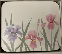 Jason Coasters 6 Rectangle Iris Cork Back Coasters in box Flower Design - $18.80