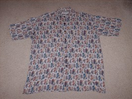 Vintage Mens Shirt Feldini Button Down Wild Pattern Size M Short Sleeve Hawaiian - £6.12 GBP