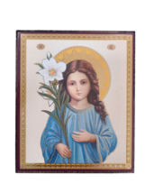 Icona dorata da 5 pollici della Vergine Maria Madre di Dio all&#39;età di tr... - £6.07 GBP