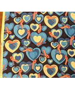 Fat Quarter  Patriotic  Hearts Flag Ribbons Fabric  - $8.00