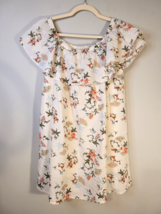 Skies Are Blue Women Ivory Casual Floral Bird Dress Medium M Tunic Top B... - £9.65 GBP