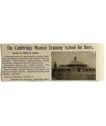 Cambridge Manual Training School 1894 Advertisement Victorian For Boys 2... - €17,20 EUR