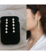 Freshwater Pearl Long Drop Earrings, Natural Pearl Earrings, Pearl Drop ... - $623.69 MXN