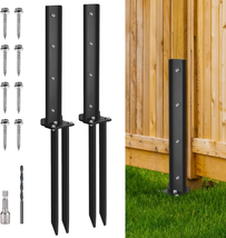 2 Pack Fence Post Anchor Kit, Heavy Duty Steel Fence Post Repair Stakes, Fence - £43.69 GBP