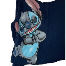 Disney Stitch Cropped Long Sleeve Sweatshirt Hoodie Navy Blue Women Size... - $16.99