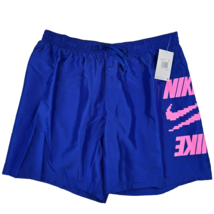 Nike Swim Men&#39;s XXL 7&quot; Racer Blue/Pink Stacked Volley Shorts NESSD514-418 New - £21.05 GBP