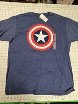Marvel Captain America Shield Blue T-Shirt Cotton Mens XL NWT - £6.30 GBP