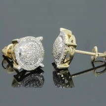 Men&#39;s Cluster Stud Earrings 2 Ct Simulated Diamond Yellow Gold Plated - £79.13 GBP