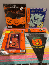 Halloween Vintage Decor Lot-4 Pks Garland BANNER Door Cover GLOW WITCHES - $14.16