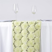 Tea Green Cute Ribbon Flowers On Tulle 12&quot;&quot;X108&quot;&quot; Table Runner Wedding Party Gif - £11.84 GBP