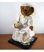 Teddy Bear Bride Plush Wedding Dress Flower Bouquet Brown with Orange Ey... - £17.23 GBP
