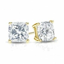 1.75Ct Cushion Cut 18K Yellow Gold Brilliant Screw Back Stud Earrings - £127.40 GBP