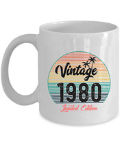 Vintage 1980 Coffee Mug 44 Year Old Retro Sunset White Cup 44th Birthday Gift - £11.89 GBP