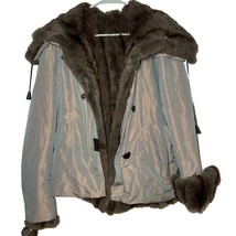 2 In 1 Iridescent Womens Coat Real Rabbit Fur Removable Vest Coat XL L G... - €151,31 EUR
