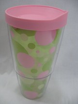 Tervis Tumbler 24-oz Cup Travel Lid Pink Green Polka Dots Wrap 2010 Hot ... - £13.65 GBP