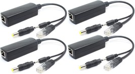 4 Pack 5V PoE Splitter 48V to 5V 2.4A Adapter Plug 3.5mm x 1.35mm 5.5mm x 2.1mm  - £53.92 GBP