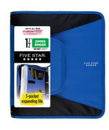 Five Star Zipper Binder, 1-1/2 Inch 3-Ring Binder for School, 3-Pocket E... - £47.73 GBP