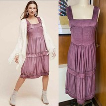 E By Eloise S Silk &amp; Sweater Chemise Dress Slip tiered Purple Anthropologie - $44.55