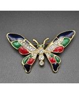 Beautiful Vintage French Designer Brooch - Multicoloured Enamel - Butter... - £39.97 GBP