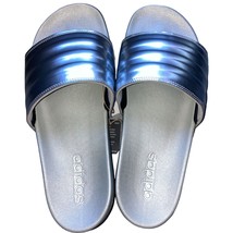 Women&#39;s 11 Adidas Adilette Comfort Slides Silver Metallic - £27.29 GBP