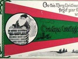 Christmas Postcard Santa Claus On Green Red Flag Series 6871 Original Antique - £11.62 GBP