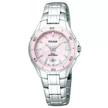 New* Pulsar PXT899 Women&#39;s Dress Sport Pink MOP Dial Steel Bracelet Watch - £119.83 GBP