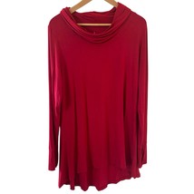 Cuddl Duds Women Cowl Neck Tunic Top Size XL Red Stretch Lounge Thumb Ho... - $28.99