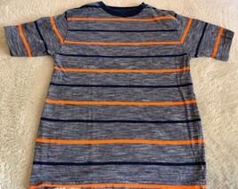 Faded Glory Boys Navy Blue Orange Striped Short Sleeve Shirt 6-7 - $4.90