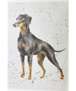 Doberman Puppy Print of Watercolor by Hannah Dale Matted 8 x 10 Inch - £11.73 GBP