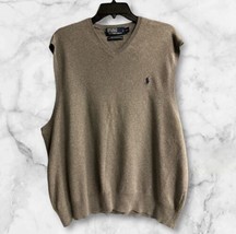 Polo Ralph Lauren Sweater Gray Vest Men&#39;s XXL V Neck Sleeveless 100% Pim... - $595.08 MXN