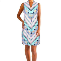 Tommy Bahama Sz XXL The Grand Isle Shift Dress w/Pockets Linen Blend Geo Floral - £55.37 GBP