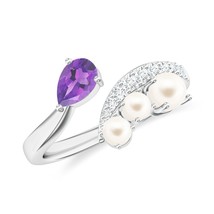 Kicky &amp; Perky 925 Sterling Silver Amethyst, Pearl &amp; Moissanite Open Ring... - $1,233.55 MXN