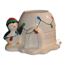 Teleflora Penguin Igloo w/Christmas Lights Ceramic Planter Vase - £8.50 GBP