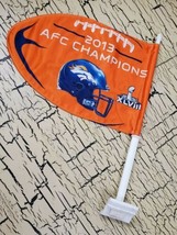 Denver Broncos 2013 AFC Champions Football Shaped Car Auto Window Flag NFL Rare - $24.18