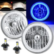 COB Blue LED Halo Headlights 6K 4000Lm LED Light Kit For 76-2016 Jeep Wrangler  - £119.56 GBP