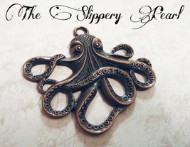 Large Octopus Pendant Antiqued Copper Steampunk Kraken Focal Piece 57mm Link - £5.45 GBP