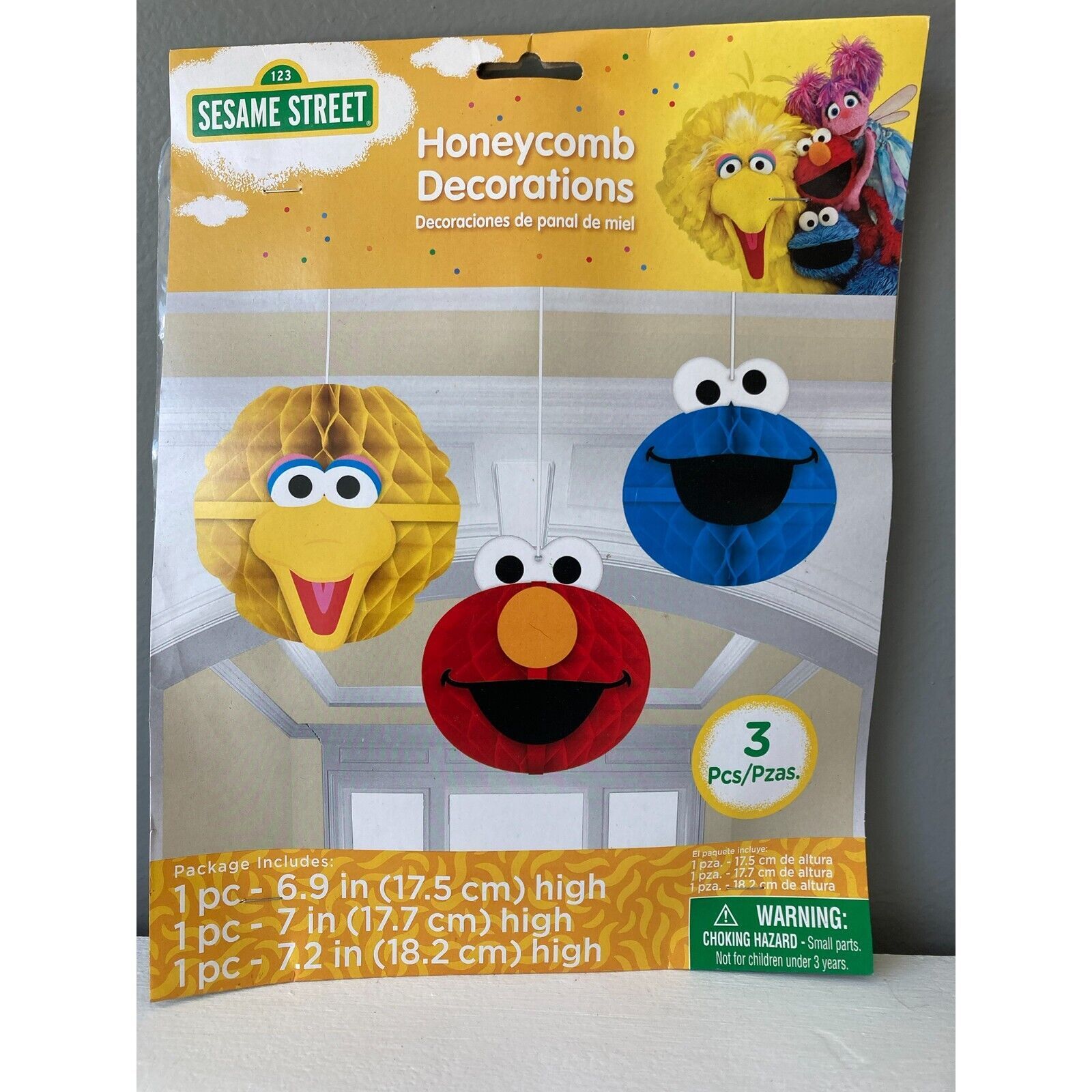 Primary image for Amscan Sesame Street Honeycomb Decorations 3 Pcs Kids Party Birthdays NEW