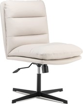 Leagoo Mid-Back Home Office Desk Chair Without Wheels, Pu Padded Comfy Armless - £186.47 GBP