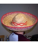 2 LARGE STRAW MEXICAN SOMBRERO HAT mexico ht47 tall cap dressup costumes... - £15.14 GBP