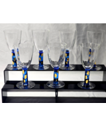 SMYERS Art Glass SMY2 6.75" Wine Glass - Royal Blue With Gold Squares - Set Of 7 - $329.98