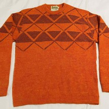 Vintage 70s Forum Sportswear Orange Acrylic Crew Neck Sweater Medium - £27.89 GBP