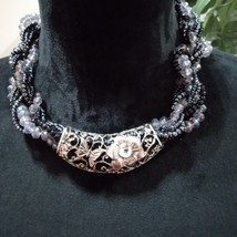 Womens Fashion Multi Strand Art Floral Beaded Choker Necklace with Lobster Clasp - £22.15 GBP