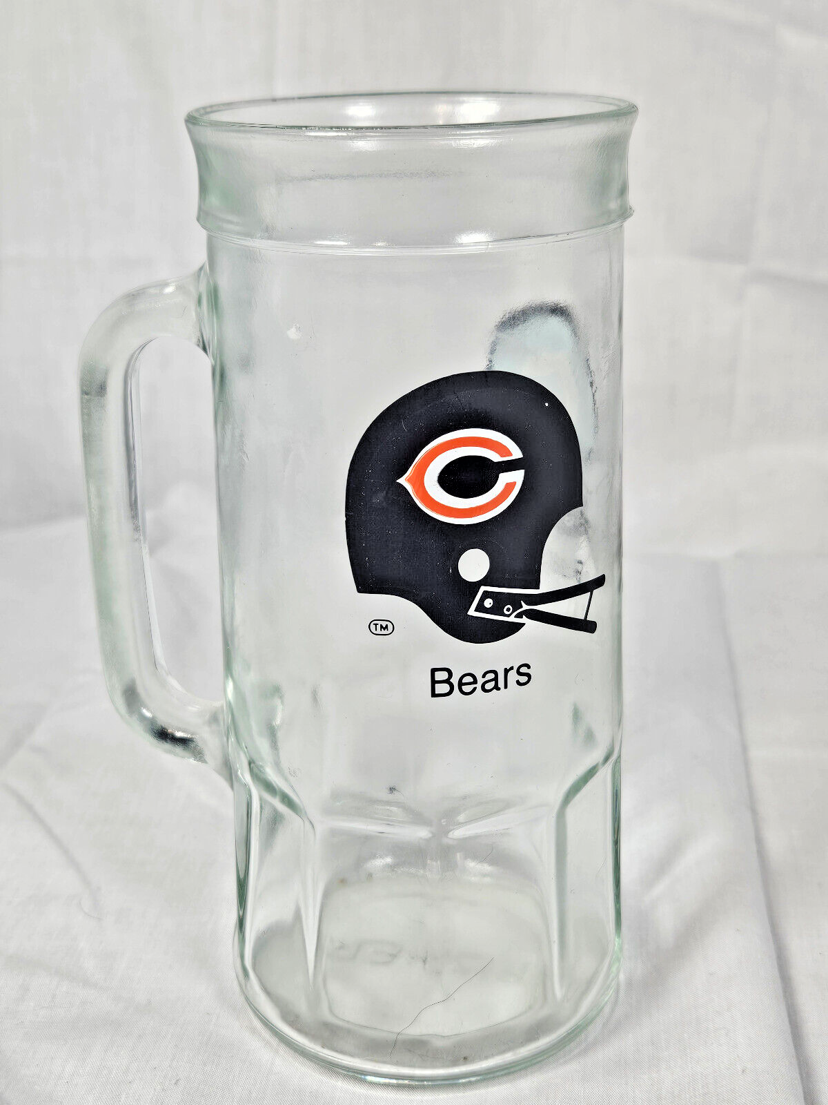 Vintage NFL Chicago Bears Clear Glass Beer Mug Tankard Fisher Peanuts - $9.95