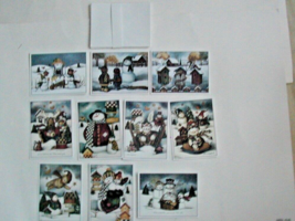 Lot of 10 Vintage Snowman Themed Christmas Greeting Cards +  Envelopes - $2.75