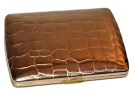 Vintage REVLON Gold tone Metal Powder Compact Croc reptile snake skin pattern - £18.71 GBP