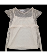 Amy&#39;s Closet Girl&#39;s Fancy Off White Sheer Blouse Top Size L (12-14) Tie ... - £13.28 GBP