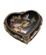 Black &amp; Gold Metal Heart Shaped Bird On Top Wind Up Sankyo Music Jewelry... - $54.29 CAD