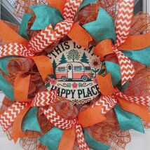 Camper Wreath 22 Inch Slim Mesh Happy Place Door Decor - $54.99