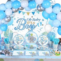 194 Pieces Elephant Party Supplies Kit Elephant Theme Baby Shower Decorations Pa - £36.22 GBP